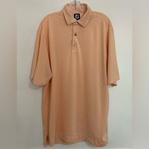 FJ Foot Joy  Athletic Fit Orange White Stripe Performance Golf Apparel Size XL